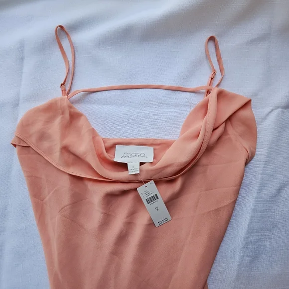 Anthropologie Mare Mare Sleeveless Draped Asymmetrical Midi Dress Peach - Picture 5 of 6